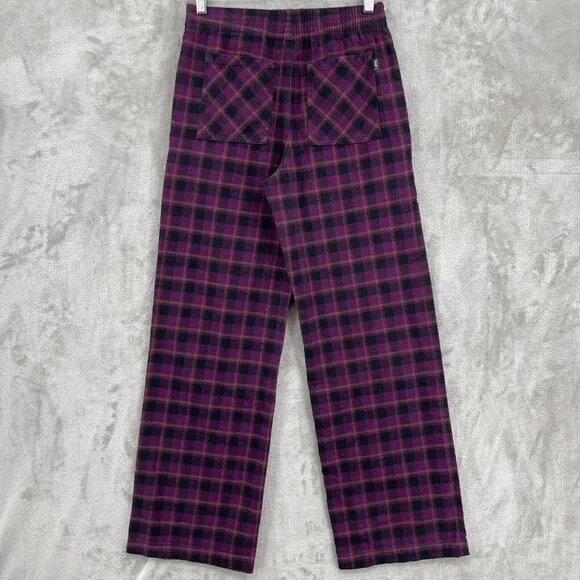 Tna Aritzia Oakwood Organic Cotton Flannel Plaid Pull On Pants Purple - Picture 5 of 12